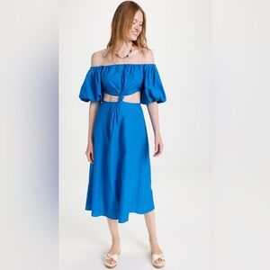 FARM Rio Blue Midi Knot Dress Small